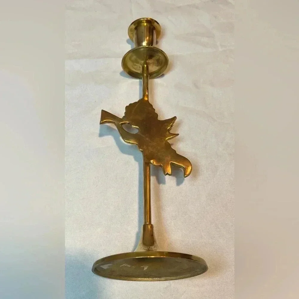 VINTAGE: Cherub brass candlestick holder